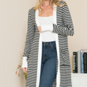 Medium CHARCOAL Stripe Midi Open Cardigan