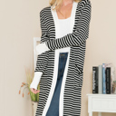 Small BLACK Stripe Midi Open Cardigan