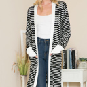 XL BLACK Stripe Midi Open Cardigan