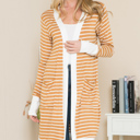 XL MUSTARD Stripe Midi Open Cardigan