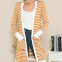 Large MUSTARD Stripe Midi Open Cardigan