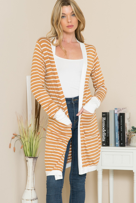 Stripe Midi Open Cardigan