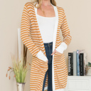 Medium MUSTARD Stripe Midi Open Cardigan