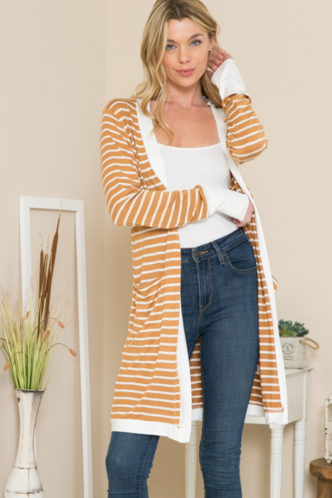 Stripe Midi Open Cardigan