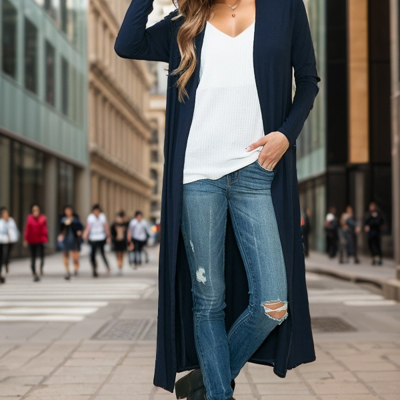 LIGHTWEIGHT SOLID MAXI CARDIGAN