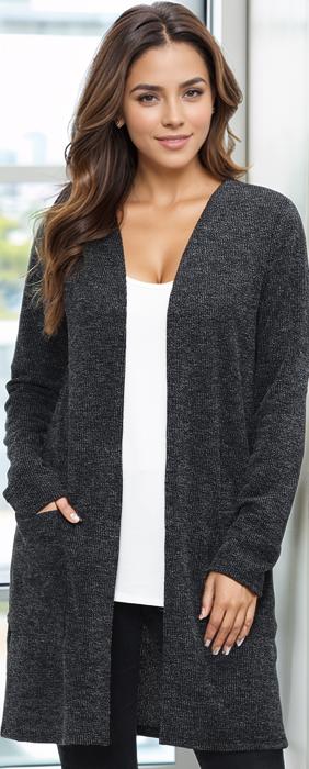 LIGHTWEIGHT MIDI OPEN CARDIGAN WITH FRONT POCKETS