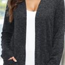 Small CHARCOAL LIGHTWEIGHT MIDI OPEN CARDIGAN WITH FRONT POCKETS