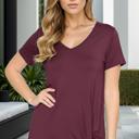 Small PLUM V-NECK SHORT SLEEVE SIDE TIE TOP
