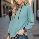 Small TEAL SOLID HOODIE WITH ANIMAL CONTRAST