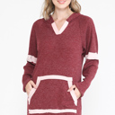 Medium BURGUNDY TUNIC HOODIE WITH NEON CONTRAST