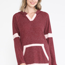 Small BURGUNDY TUNIC HOODIE WITH NEON CONTRAST