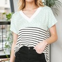 Small MINT V-NECK STRIPE COLOR BLOCK TUNIC TOP