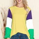 Small YELLOW SOLID TOP WITH MARDI GRASS COLORS SLEEVES