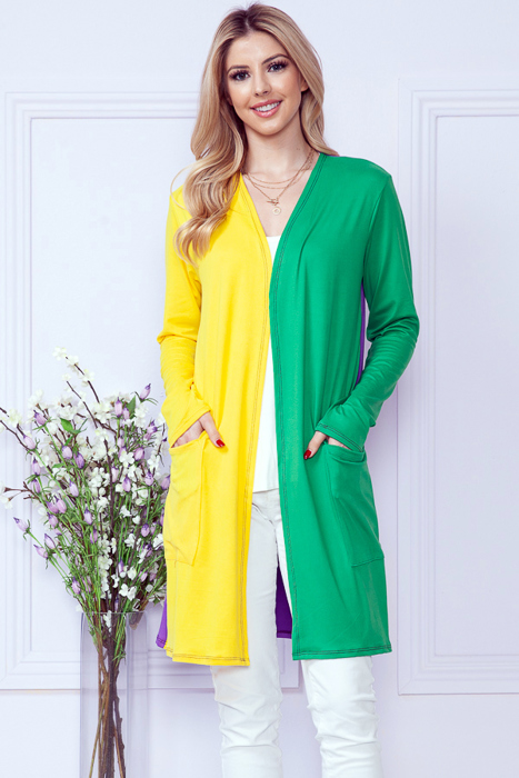 MARDI GRAS MIDI CARDIGAN WITH SIDE POCKETS