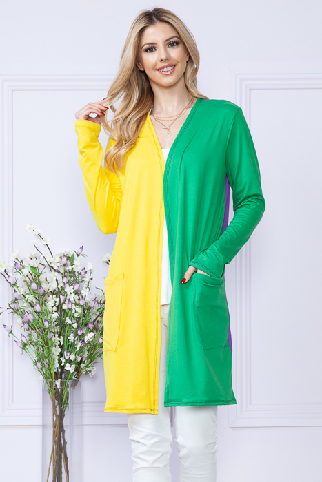 MARDI GRAS MIDI CARDIGAN WITH SIDE POCKETS