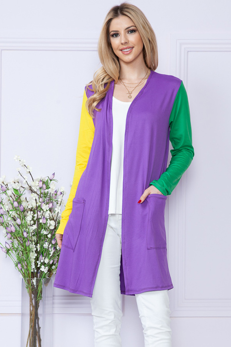 MARDI GRAS MIDI CARDIGAN WITH SIDE POCKETS