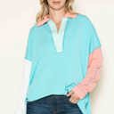 Small SAPPHIRE OVERSIZED POLO WAVE RIB TUNIC WITH CONTRAST  