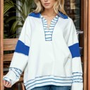 Small ROYAL BLUE SOLID LOOSE FIT TOP WITH STRIPE CONTRAST