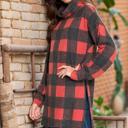 Small RED PLAID PLAID TURTLE NECK TUNIC TOP WITH SIDE SLIT