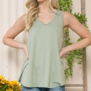 Medium SAGE V-NECK SLEEVELESS TOP WITH SIDE LACE DETAIL