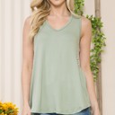 Small SAGE V-NECK SLEEVELESS TOP WITH SIDE LACE DETAIL