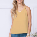 Small KHAKI SOLID TANK TOP WITH SHOULDER KNOT