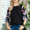 Medium BLACK OVERSIZED TUNIC TOP WITH PAISLEY PRINT SLEEVES