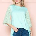 Medium MINT OVERSIZED TUNIC TOP WITH DITSY FLORAL SLEEVES