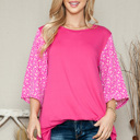  OVERSIZED TUNIC TOP WITH DITSY FLORAL SLEEVES