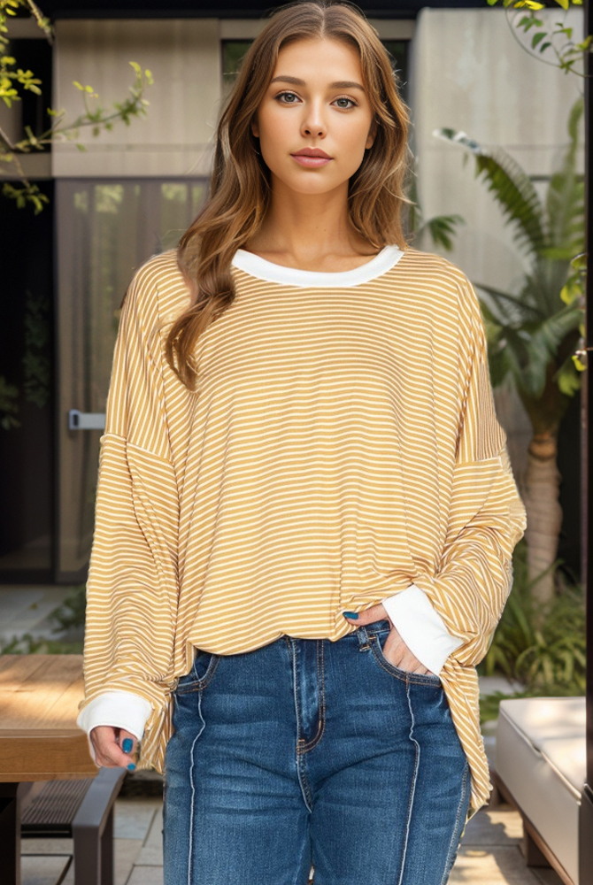 LOOSE FIT STRIPE TUNIC TOP 