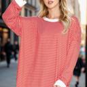 Small RED LOOSE FIT STRIPE TUNIC TOP 