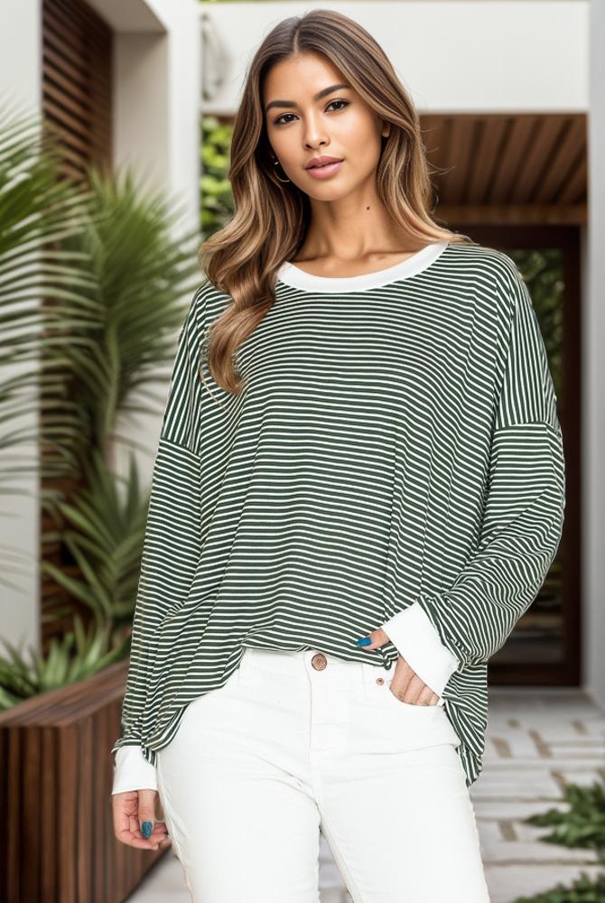 LOOSE FIT STRIPE TUNIC TOP 