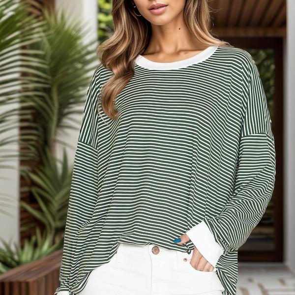 LOOSE FIT STRIPE TUNIC TOP 