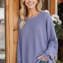 S-M DENIM WAFFLE OVERSIZED SWEATSHIRT WITH SIDE SLIT