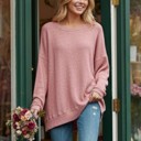 S-M ROSE WAFFLE OVERSIZED SWEATSHIRT WITH SIDE SLIT