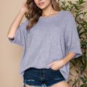 S-M DENIM WAFFLE OVERSIZED SWEATSHIRT WITH SIDE SLIT