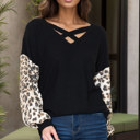 CHEST CRISS CROSS SOLID TUNIC TOP ANIMAL SLEEVES