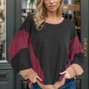  OVERSIZED COLOR BLOCK TUNIC PULLOVER