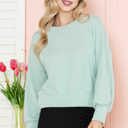 Small SAGE CROP LONG SLEEVE WAVE RIB TOP 