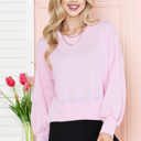 Small LIGHT PINK CROP LONG SLEEVE WAVE RIB TOP 