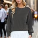 Small CHARCOAL CROP LONG SLEEVE WAVE RIB TOP 