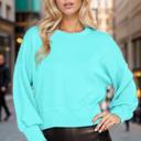 Small SAPPHIRE CROP LONG SLEEVE WAVE RIB TOP 