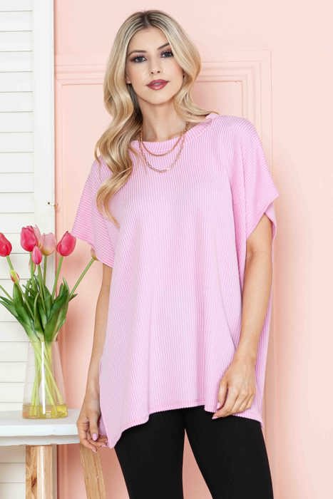 SHORT SLEEVE TUNIC WITH SIDE SLIT