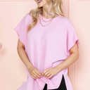 S-M LIGHT PINK SHORT SLEEVE TUNIC WITH SIDE SLIT