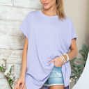 S-M LILAC SHORT SLEEVE TUNIC WITH SIDE SLIT