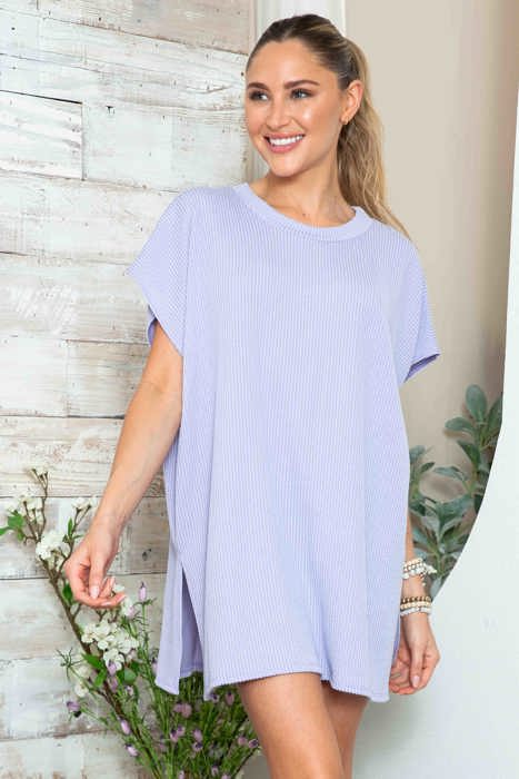 SHORT SLEEVE TUNIC WITH SIDE SLIT