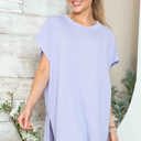 L-XL LILAC SHORT SLEEVE TUNIC WITH SIDE SLIT