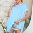 S-M POWDER BLUE SHORT SLEEVE TUNIC WITH SIDE SLIT