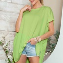 S-M PISTACHIO SHORT SLEEVE TUNIC WITH SIDE SLIT