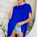 S-M ROYAL BLUE SHORT SLEEVE TUNIC WITH SIDE SLIT